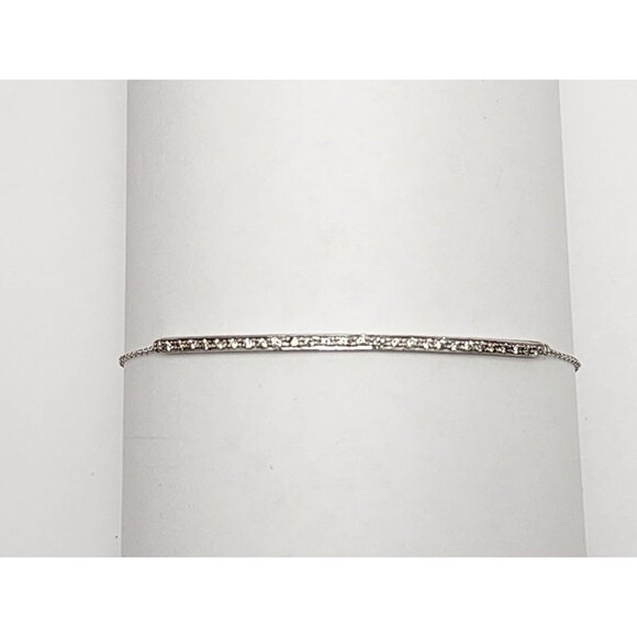 Unique 14K Karat Solid White Gold Designer Diamond Link Bracelet - 7.75